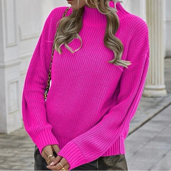 Ribbed Knit Mock Neck Sweater. - Picture 4 of 16